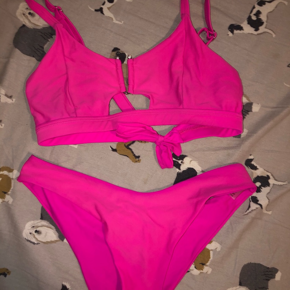 bright pink cut out bikini